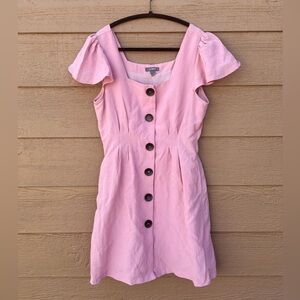 &merci Pink Button-Front Spring/Summer Mini Dress Sz L